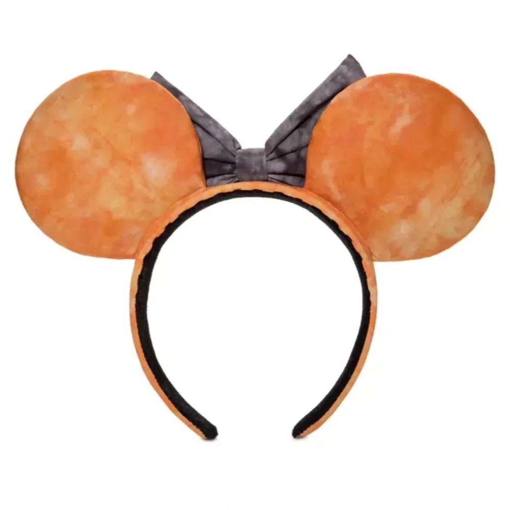 2022 Disney FALL Halloween Orange Black Acid Wash Tie Dye Ears Headband - NEW - Picture 3 of 3